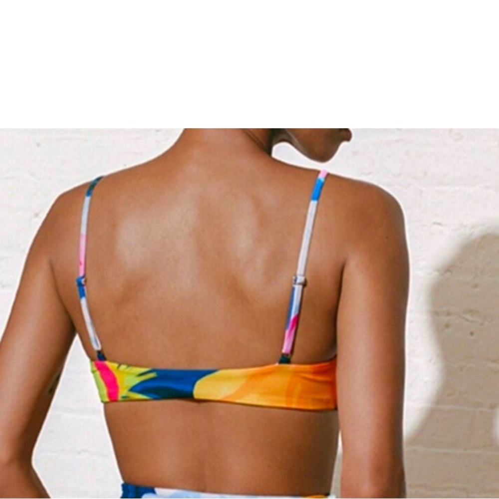 Tropical High-Waist Bikini top Bright Floral